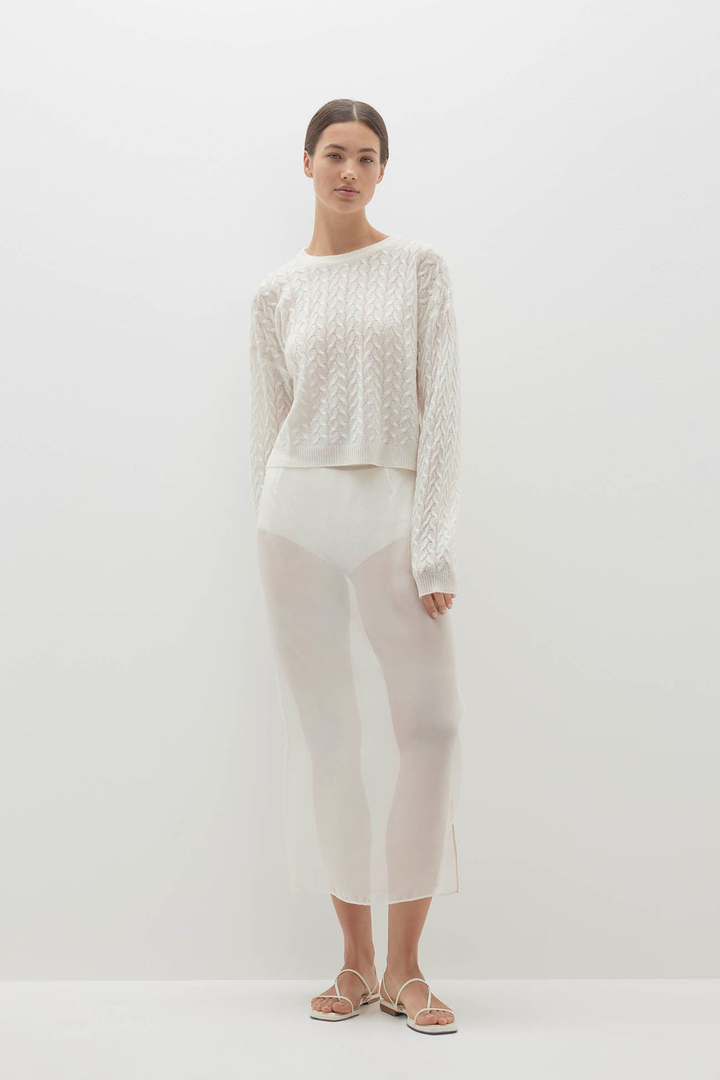 CHRISSY CROPPED CABLE KNIT SWEATER