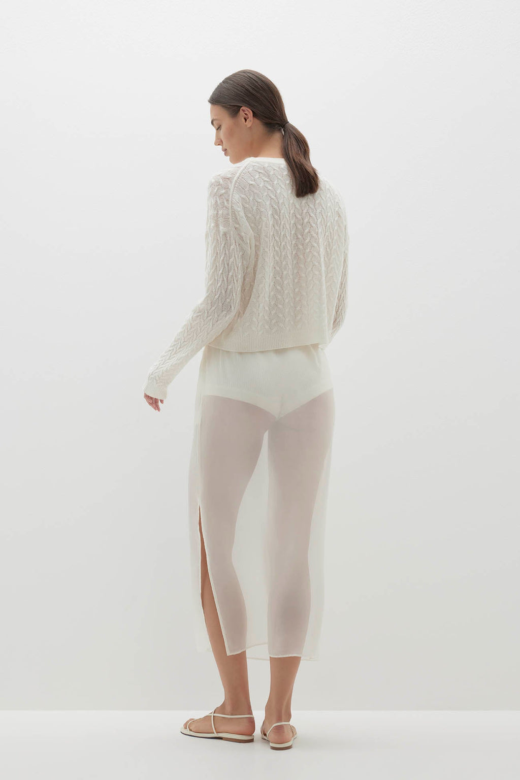 CHRISSY CROPPED CABLE KNIT SWEATER