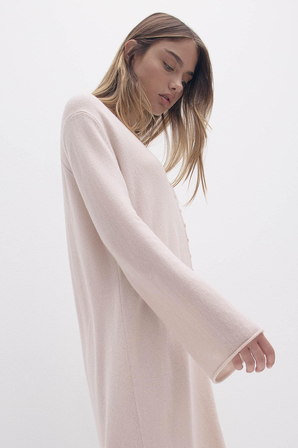ELOISE BUTTON-FRONT CASHMERE KAFTAN