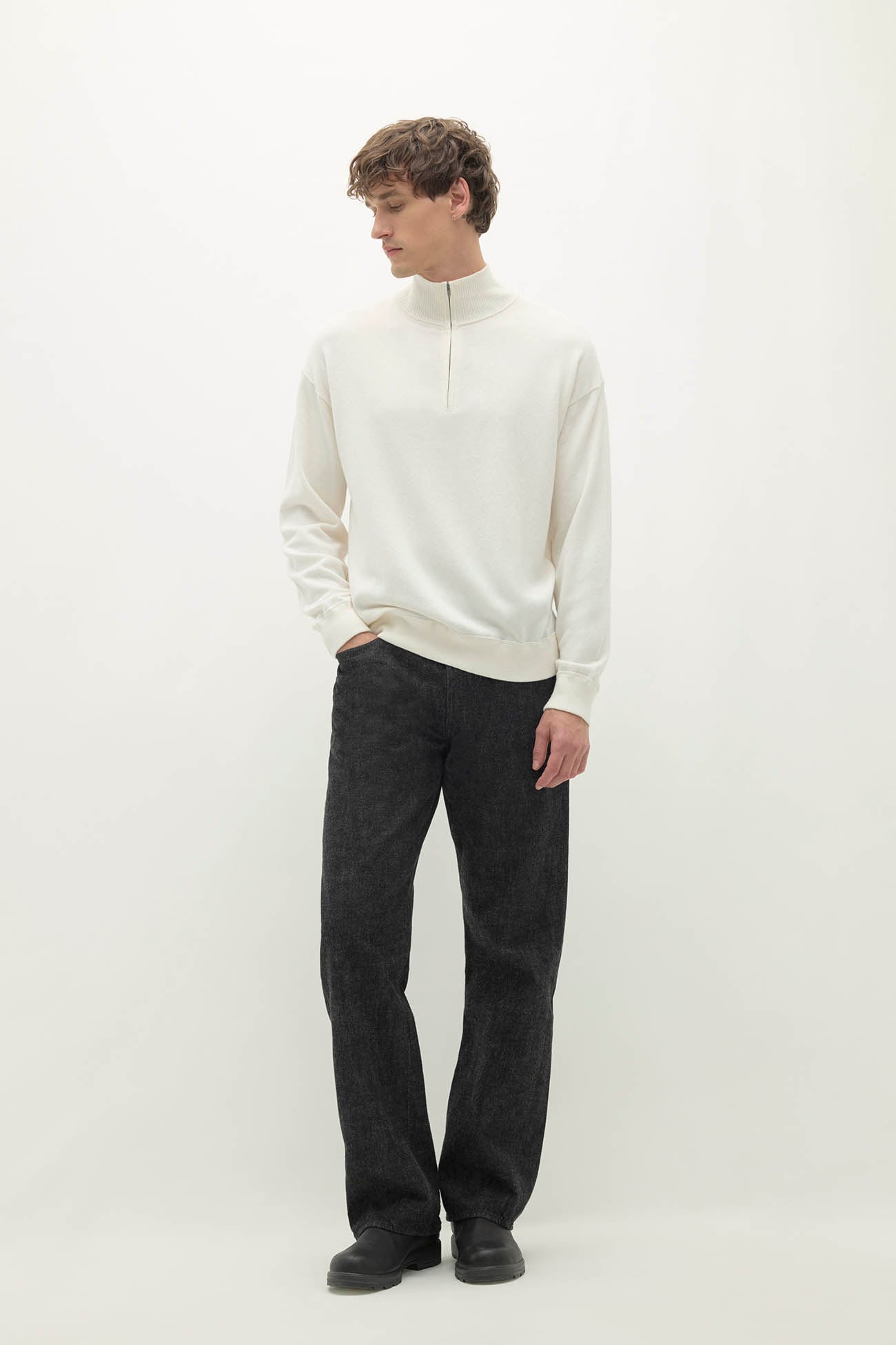 RONAN COTTON CASHMERE HALF-ZIP