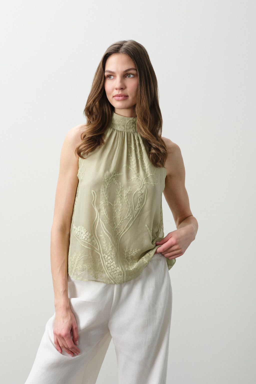 CASSIA FLORAL SILK CHIFFON HALTER TOP