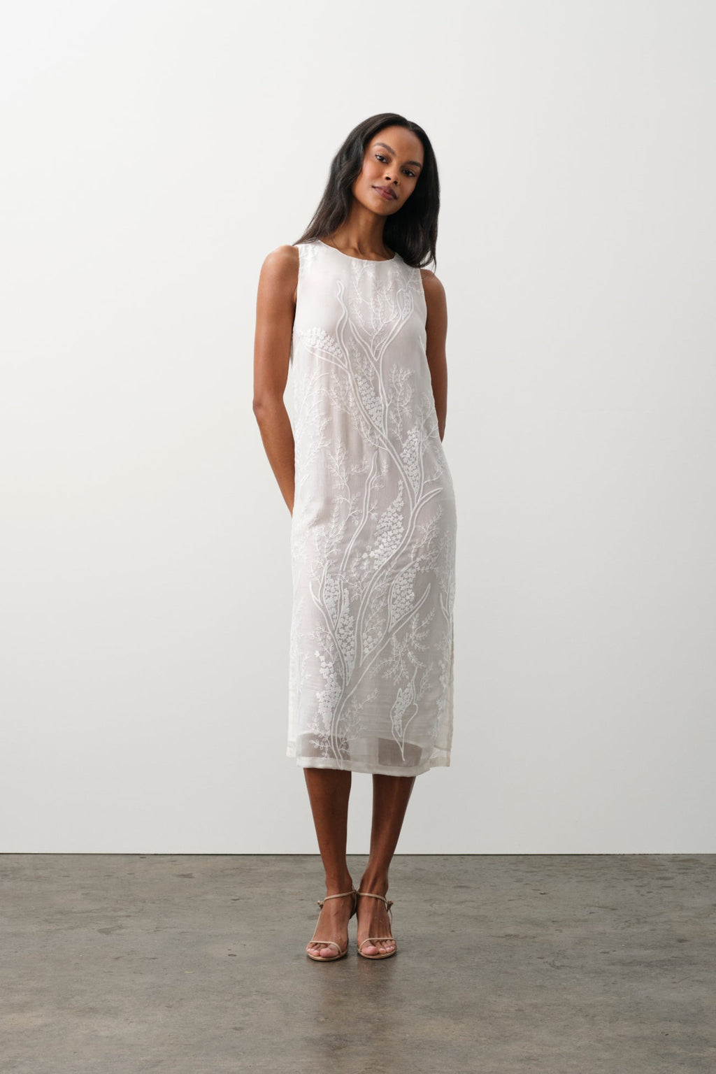 GILLIAN FLORAL SILK CHIFFON MIDI DRESS